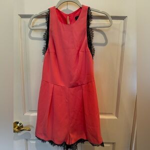 Topshop Pink and Black Lace Trim Romper